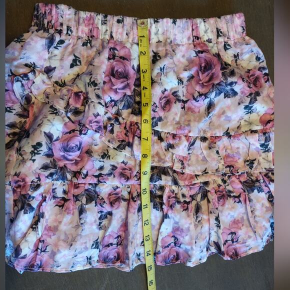 LoveShackFancy Emma Ruffle Mini Skirt Purple Floral Silk Blend Size Small - Picture 8 of 13
